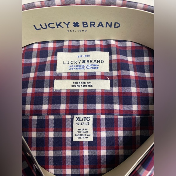 Lucky Brand Men's Short Sleeve Red Plaid Shirt Size XL(17-17 1/2) - Picture 6 of 9